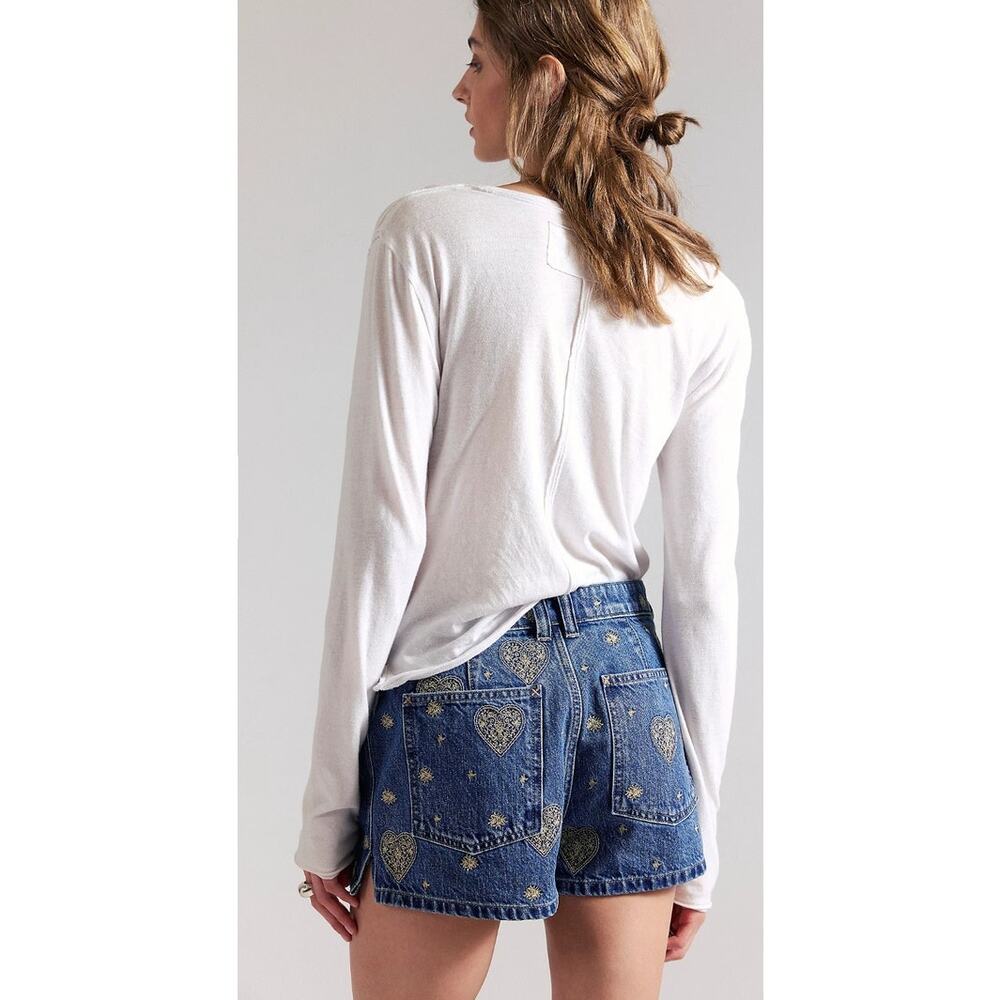Free People Bettie Embroidered Sailor Shorts Size 29 - Picture 6 of 7